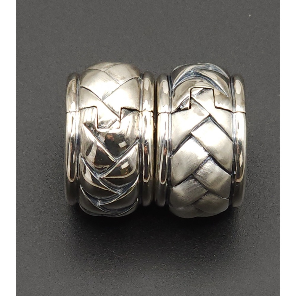 Scott Kay Earrings Brushed Sterling Silver 925 Weave Hoop 22x14mm Reversible